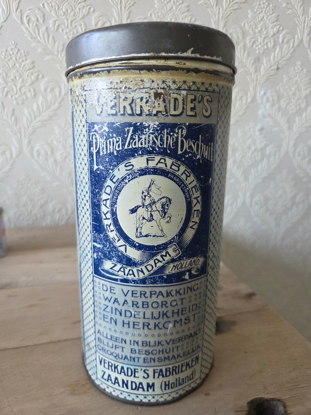 Vintage Verkade's Prima Zaanse Beschuit blik, Verzamelen, Blikken, Ophalen