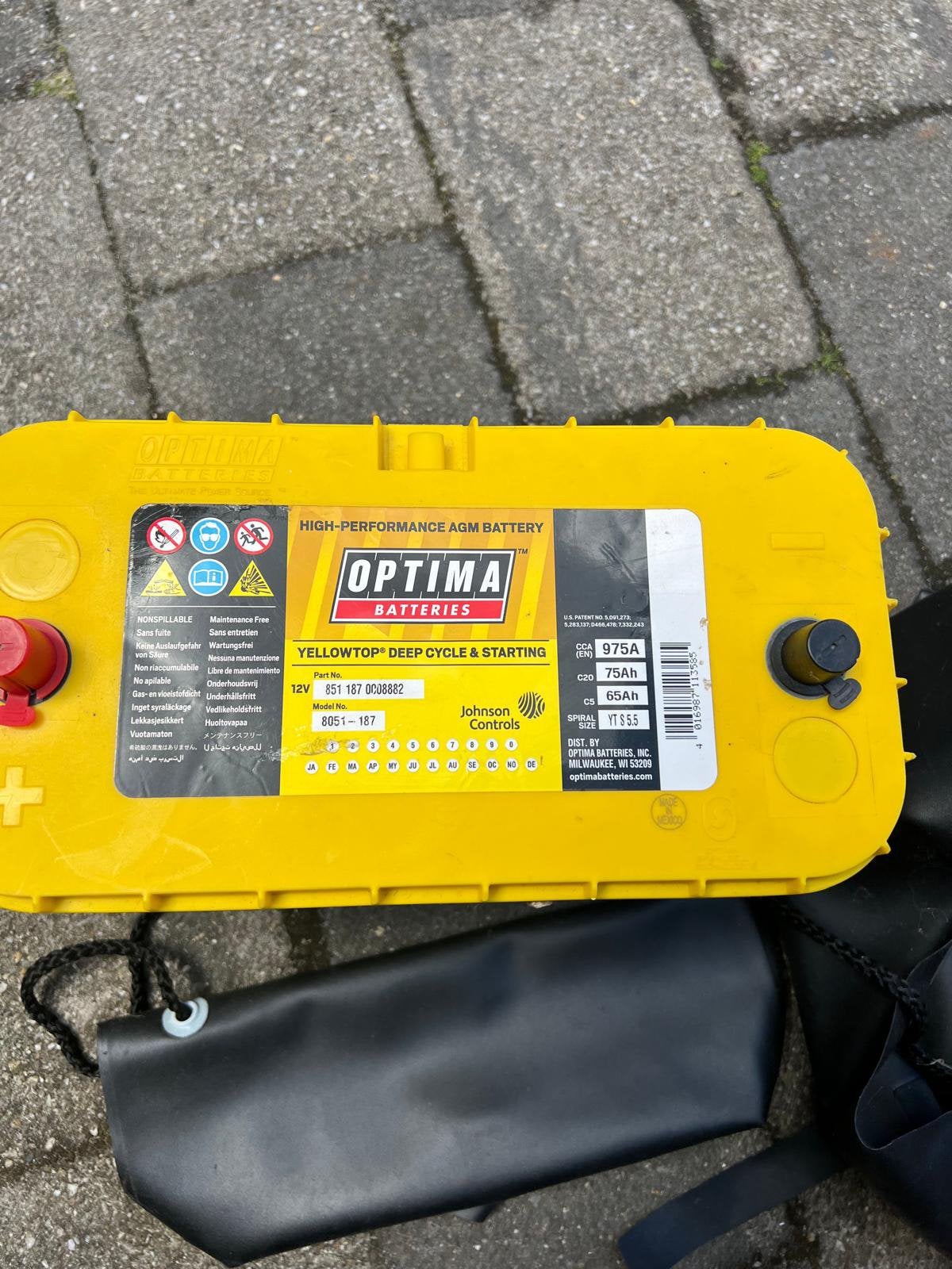 Accu optima yellow top batteries 12v, Watersport en Boten, Ophalen, Gebruikt, Motor en Techniek, Zeilboot of Motorboot