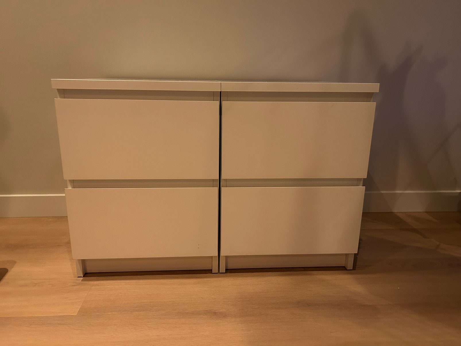 IKEA MALM Nachtkastjes - Wit met 2 lades, Ophalen, Minder dan 50 cm, Gebruikt, 1 of 2 laden