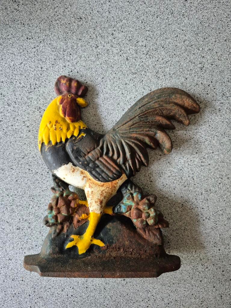 Prachtige zware ijzeren haan!, Tuin en Terras, Tuinbeelden, Gebruikt, Dierenbeeld, Metaal, Ophalen of Verzenden