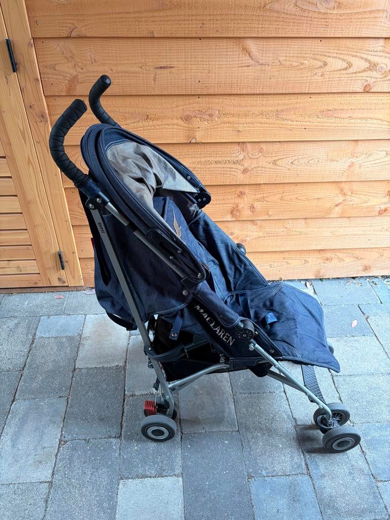 Maclaren Quest denim buggy - zo goed als nieuw, Ophalen of Verzenden, Zo goed als nieuw, Maclaren, Verstelbare rugleuning