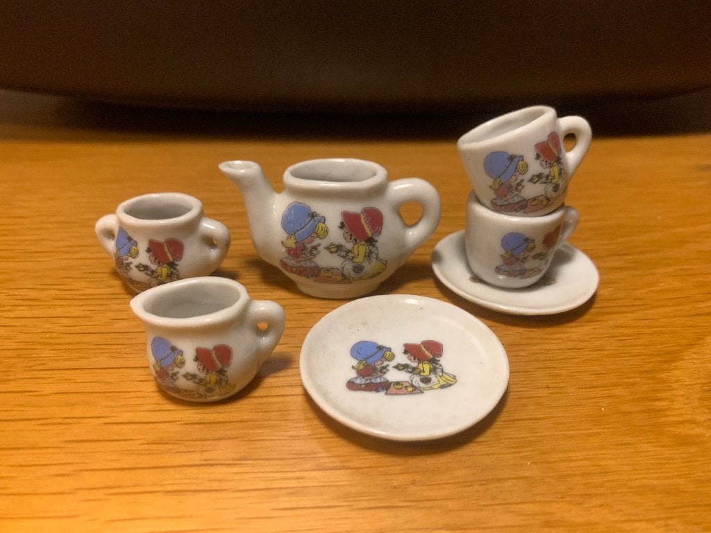 Miniatuur theeserviesje 7-delig serviesje Sarah Kay stijl, Ophalen of Verzenden, Zo goed als nieuw, Gebruiksvoorwerp