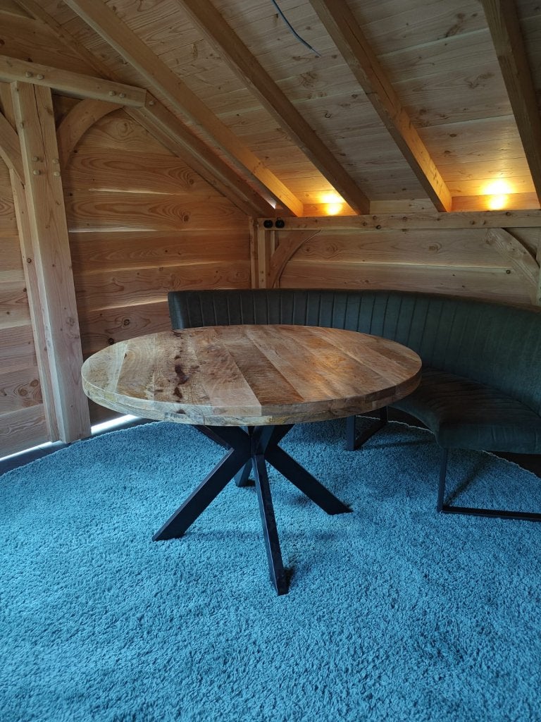 NIEUWE! 160cm ronde Eettafel Mangohout, Niet ingevuld, Nieuw, Ophalen of Verzenden, Vijf personen of meer