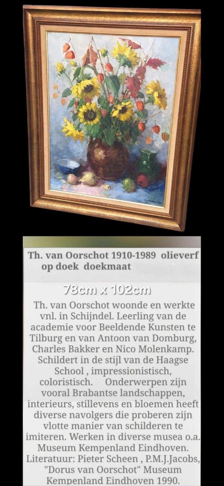 Th. van Oorschot (1910-1989) olieverf op doek, 78x102cm, Antiek en Kunst, Kunst | Schilderijen | Klassiek, Ophalen