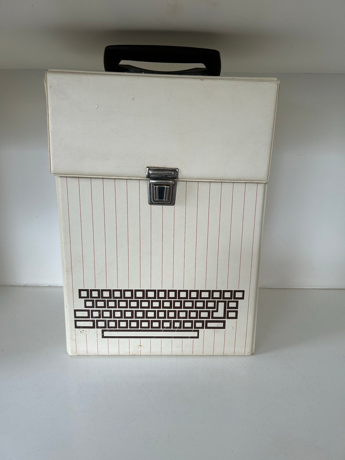 Vintage Singlekoffer / Platenkoffer - Crème met streepjes, Muziek en Instrumenten, Ophalen of Verzenden, Gebruikt