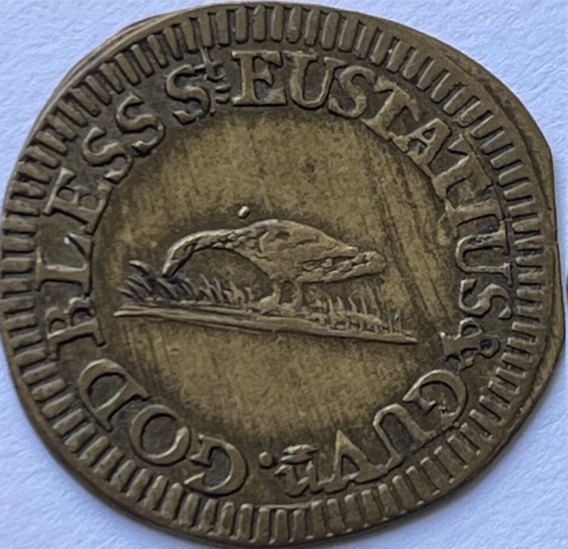 Sint-Eustachius zeer zeldzame bit 1771, Ophalen of Verzenden, Vóór koninkrijk, Overige waardes, Losse munt