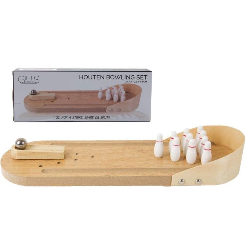 Mini Bowling Set - Tafelmodel - Hout, Ophalen of Verzenden, Zo goed als nieuw, Overige typen