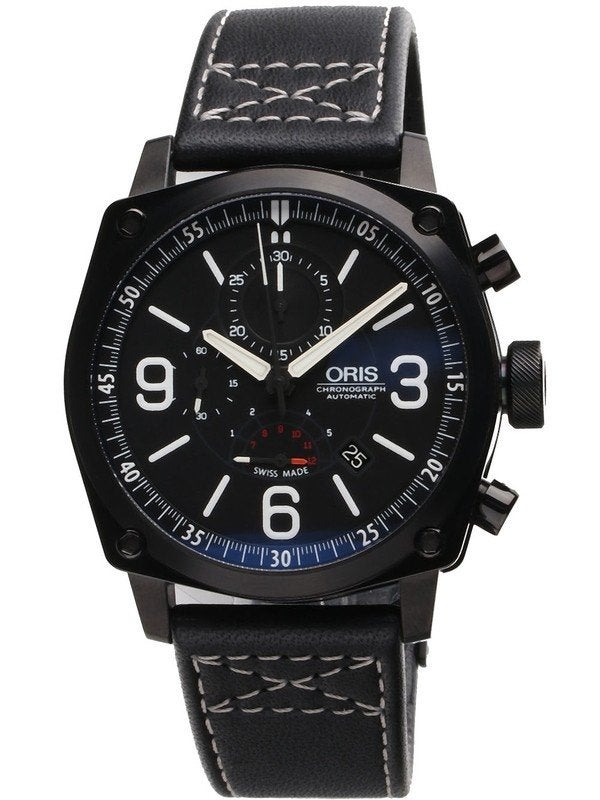 Oris Chronograph Automatic Horloge - Zo goed als nieuw, Overige merken, Leer, Staal, Polshorloge