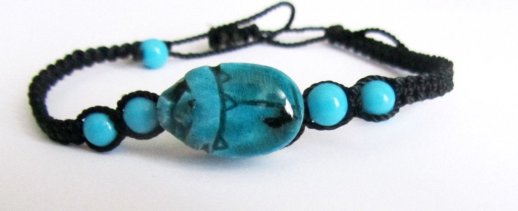 Scarabee- macrame armband voor geluk en rijkdom, Overige materialen, Overige kleuren, Verzenden, Zo goed als nieuw