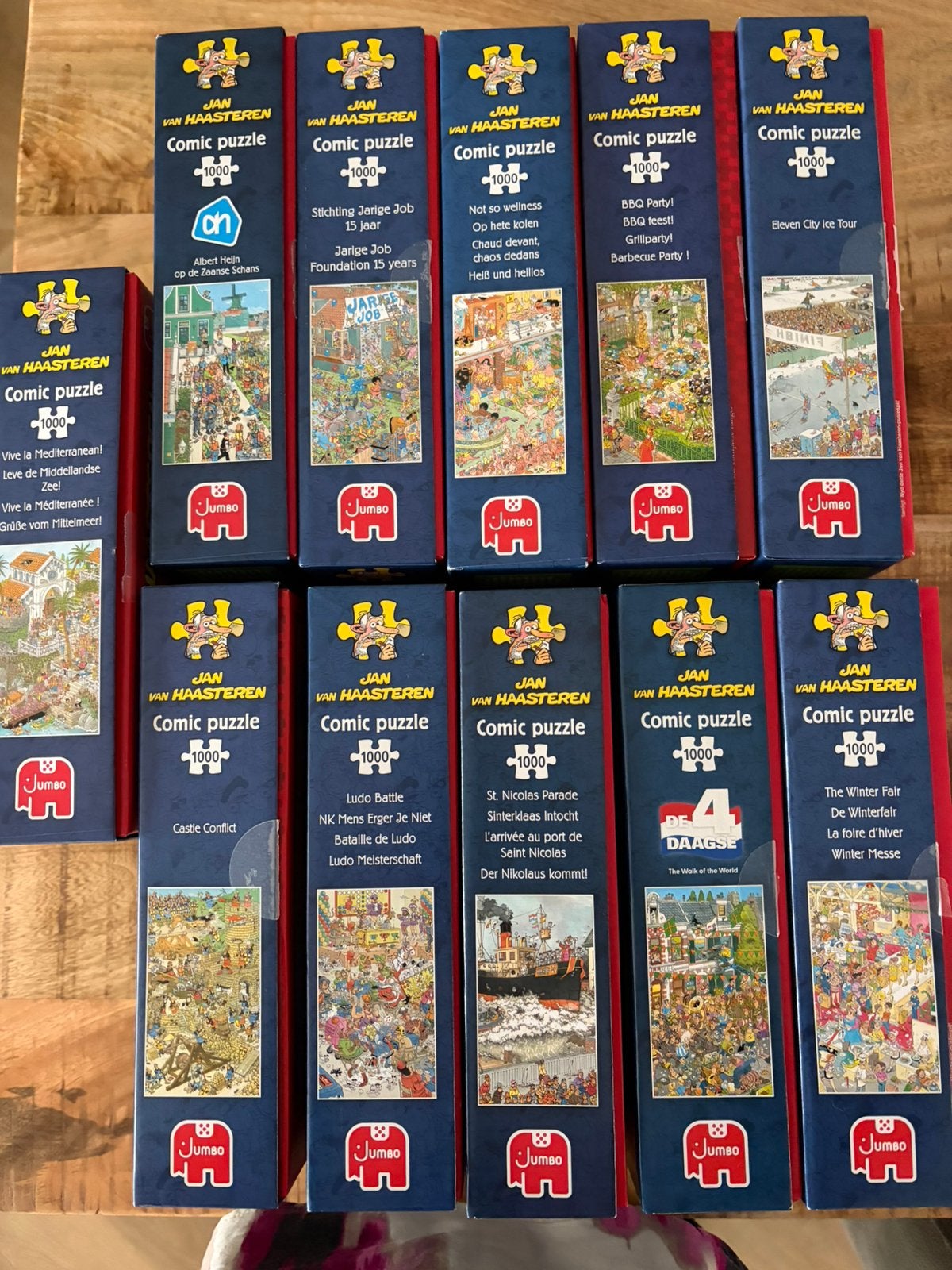 11 x Jan van Haasteren puzzels 1000 stukjes, Ophalen of Verzenden, 500 t/m 1500 stukjes, Gebruikt