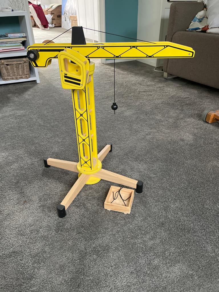 Grote houten speelgoed hijskraan - Geel, Kinderen en Baby's, Speelgoed | Houten speelgoed, Ophalen of Verzenden, Gebruikt, Overige typen