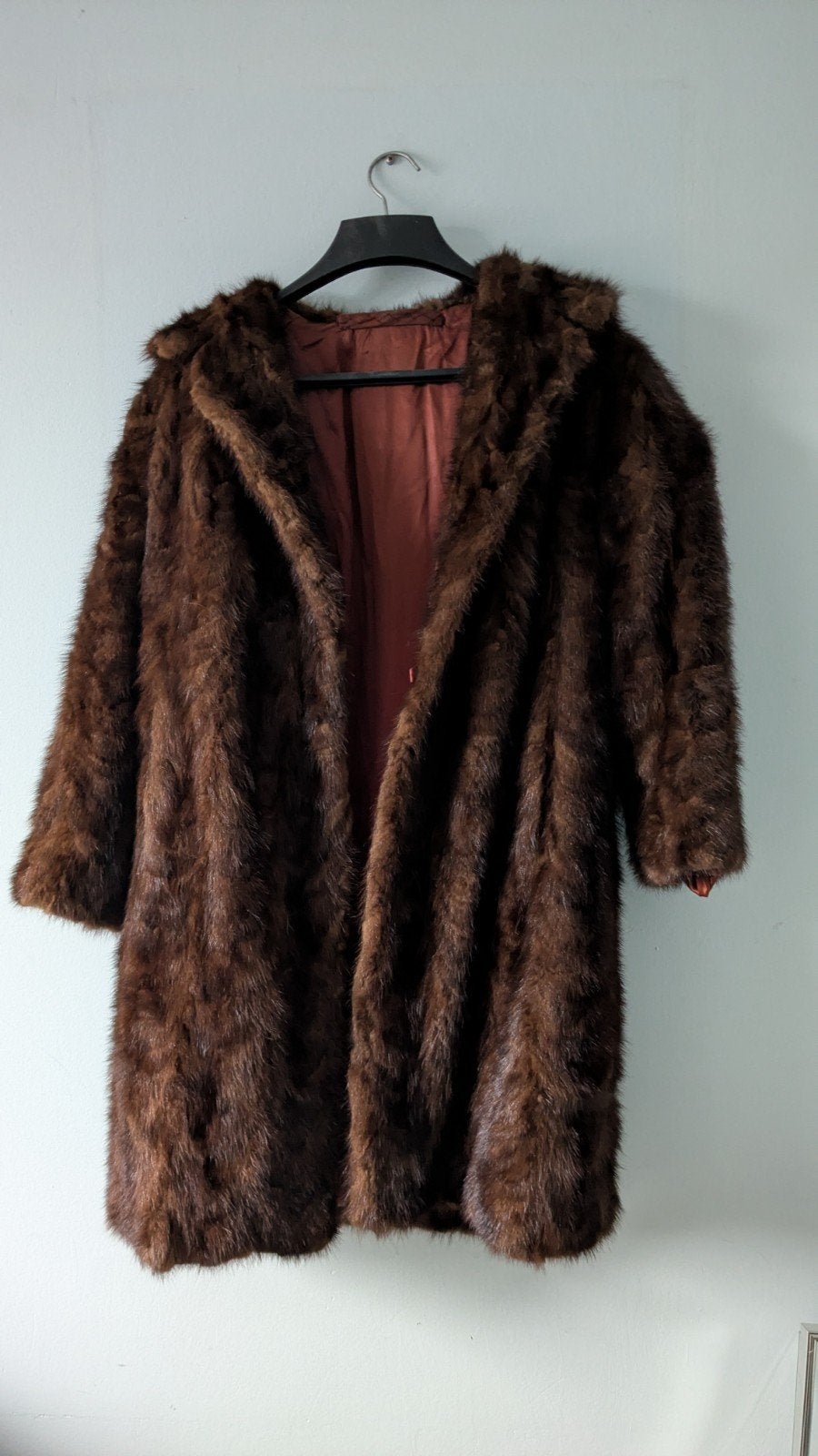 Vintage Bruine Bontjas - Warme Winterjas, Bruin, Onbekend, Gedragen, Ophalen