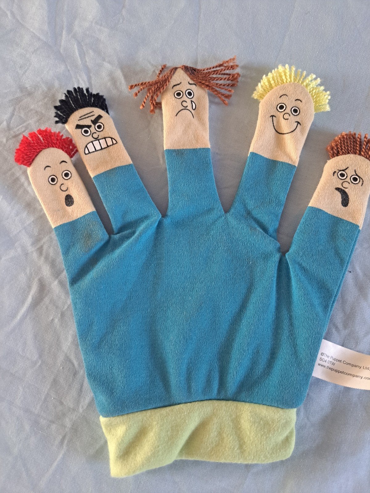 Blauwe Handschoen met Vingerpoppetjes Emoties, Ophalen of Verzenden, Gebruikt, Jongen of Meisje