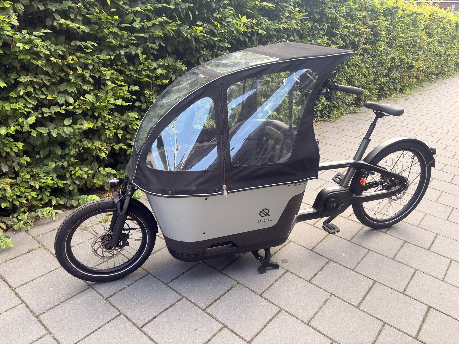 Carqon Cruise bakfiets - Elektrisch, met huif, Fietsen en Brommers, Fietsen | Bakfietsen, Elektrisch, Zo goed als nieuw, 2 kinderen