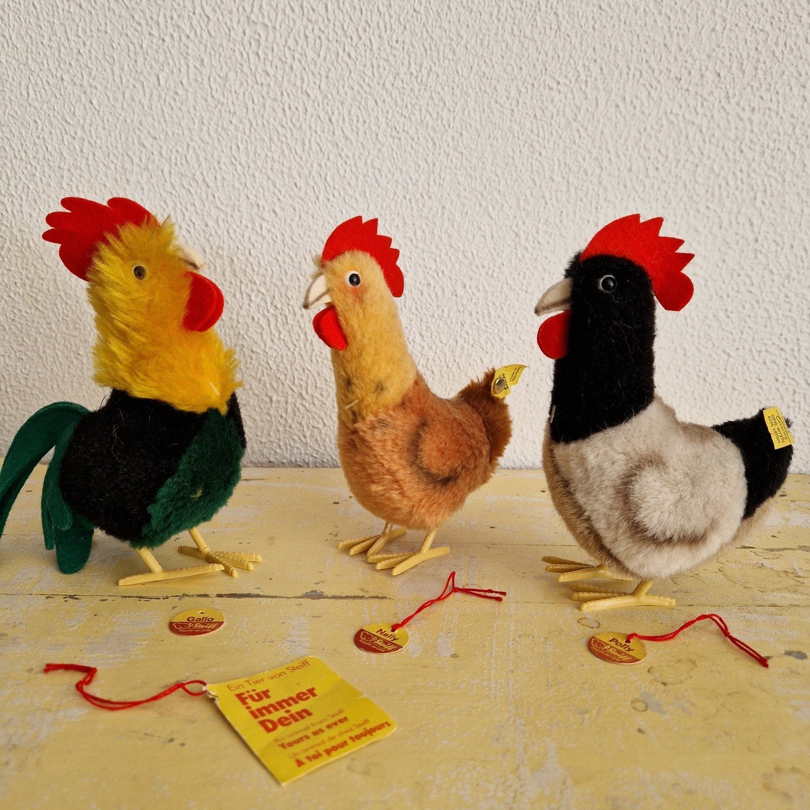 Steiff kippen Polly Nelly haan Gallo vintage set, Ophalen of Verzenden, Zo goed als nieuw, Overige typen
