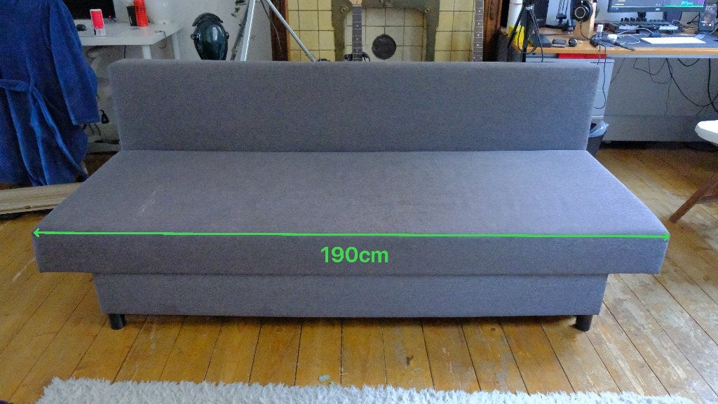 Grey expandable sofa with internal storage., Huis en Inrichting, Banken | Sofa's en Chaises Longues, Ophalen, Gebruikt, 150 tot 200 cm