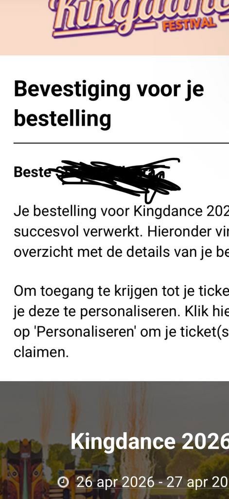 Kaarten kingsdance zwolle 26/04, Eén persoon
