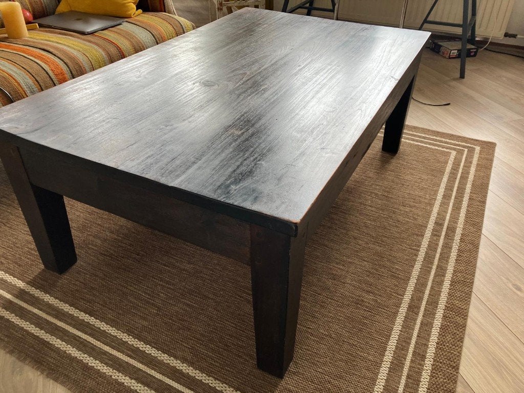Houten salontafel - donkerbruin, Ophalen, Gebruikt, 100 tot 150 cm, 50 tot 100 cm