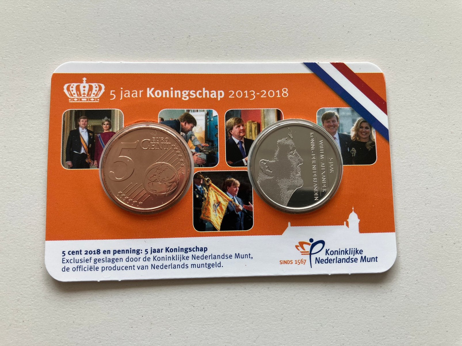 Coincard 5 Jaar koningschap 2018, Verzenden, Koningin Beatrix, Euro's