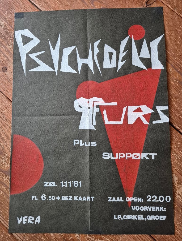 Psychedelic Furs poster Vera Groningen 1981, Ophalen of Verzenden, Gebruikt, A1 t/m A3, Film en Tv