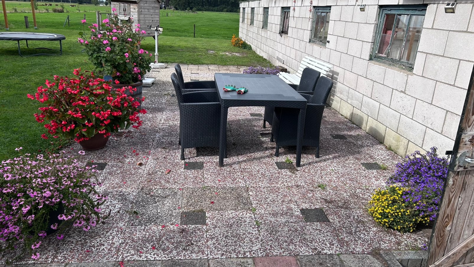 32 m2 grinttegels 60x40, Ophalen, Gebruikt, Beton, Terrastegels