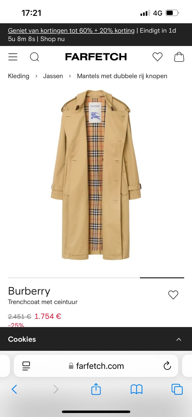 Burberry jas, Ophalen of Verzenden, Zo goed als nieuw