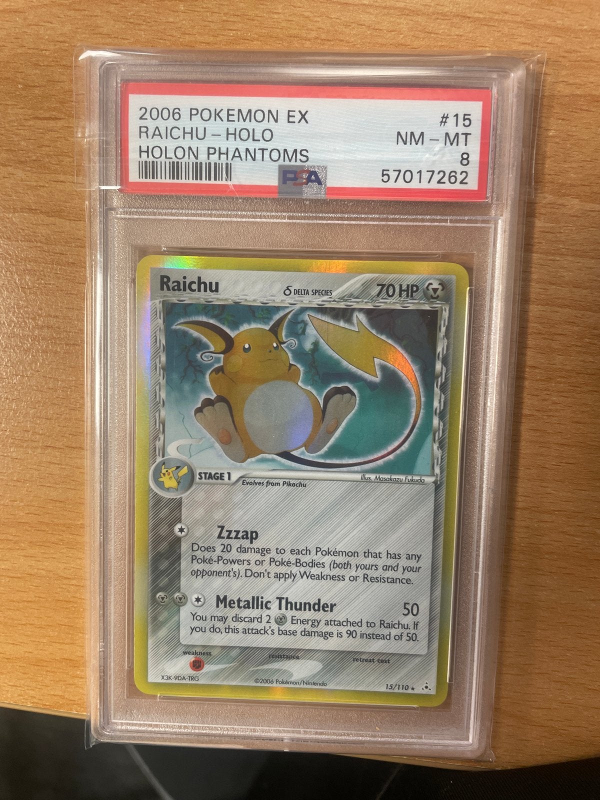Raichu #15 Holo Holon Phantoms PSA 8 Pokémon Kaart, Ophalen of Verzenden, Zo goed als nieuw, Losse kaart, Foil
