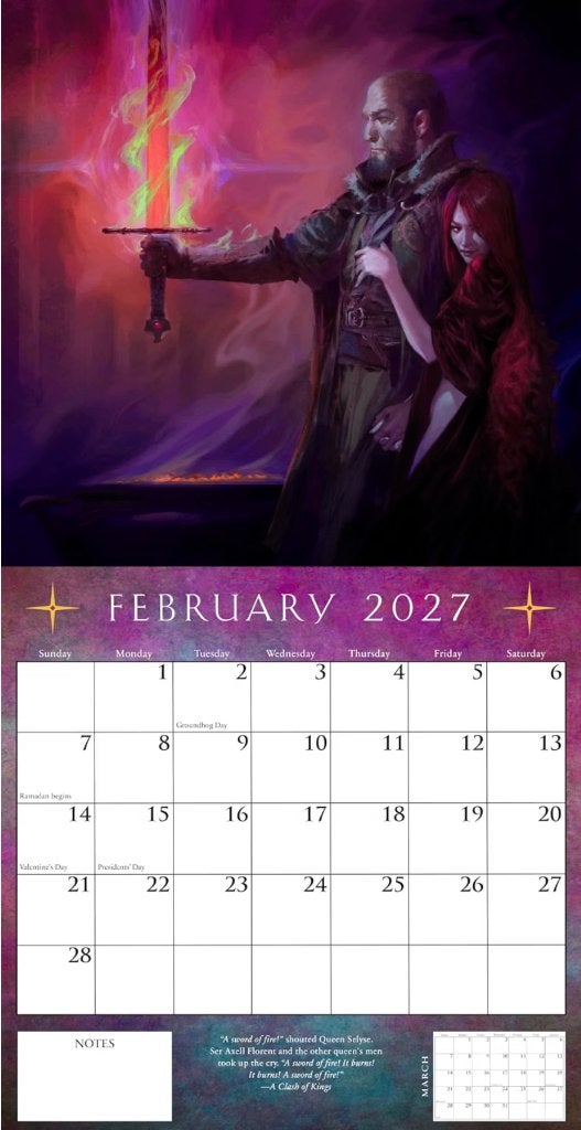 A Song of Ice and Fire 2027 Calendar Engelstalige uitgave, Verzenden, Maandkalender, Nieuw