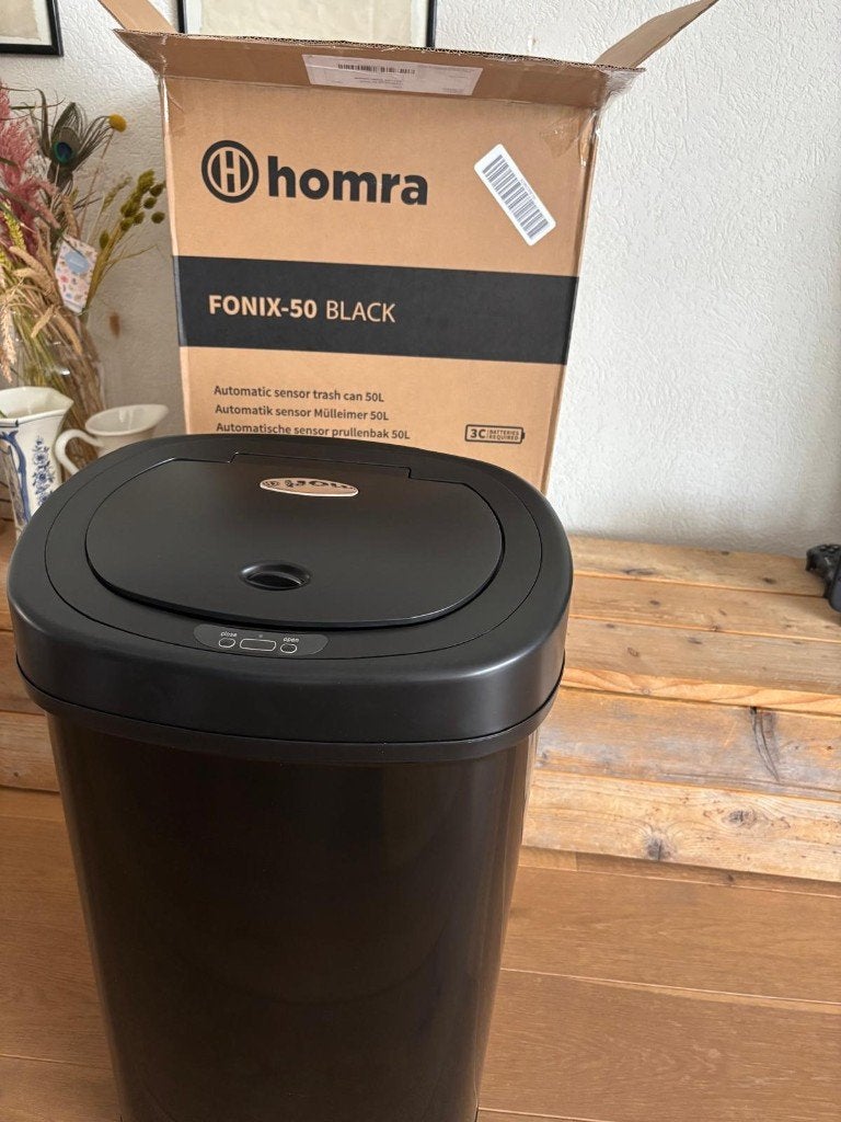 Homra FONIX Prullenbak met Sensor Zwart 50 liter, Huis en Inrichting, 50 tot 75 cm, Nieuw, 40 liter of meer, Ophalen of Verzenden