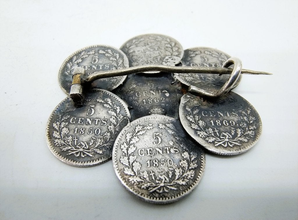 Zilveren stuivertjes broche, Willem 3, Gebruikt, Info@zilverwebsite.nl, Verzenden, Minder dan 4 cm