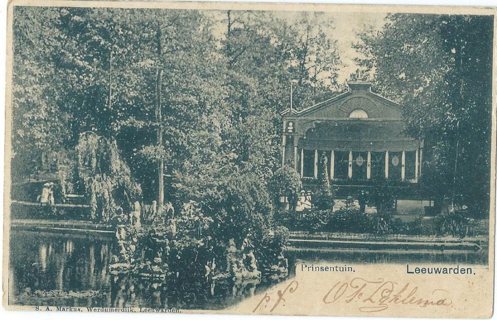 ANSICHTKAART LEEUWARDEN  Prinsentuin, Verzamelen, Ophalen of Verzenden, Voor 1920, Gelopen, Friesland