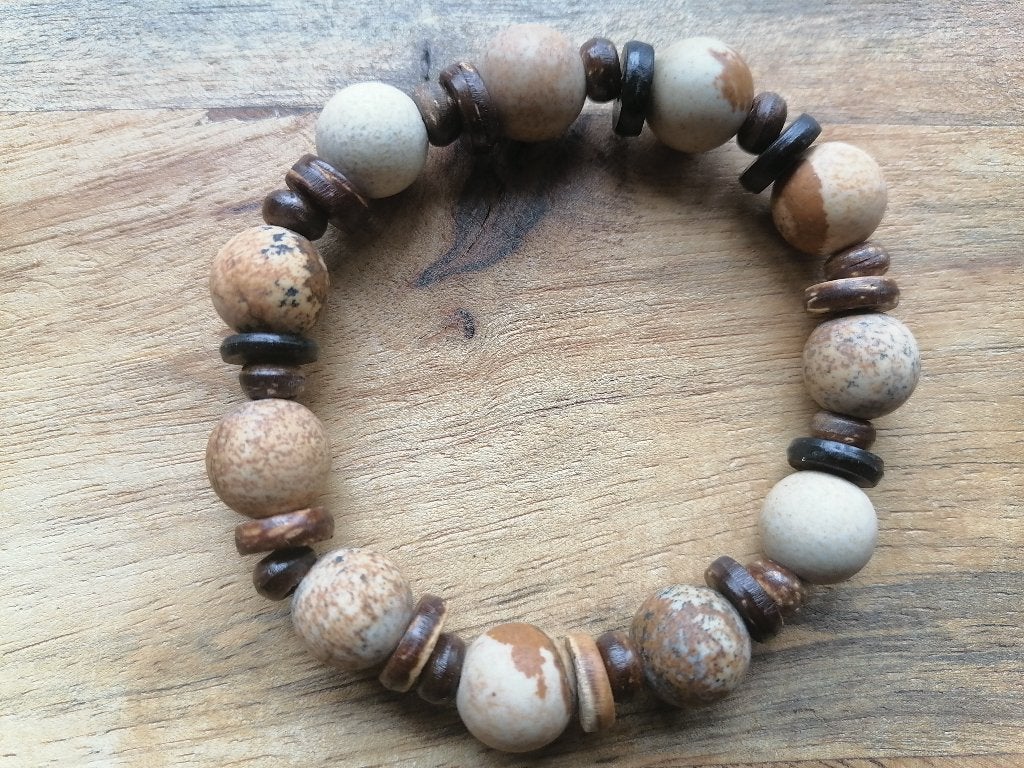 Nieuwe zelfgemaakte armband met natuurstenen kralen, Overige materialen, Overige kleuren, Nieuw, Ophalen of Verzenden