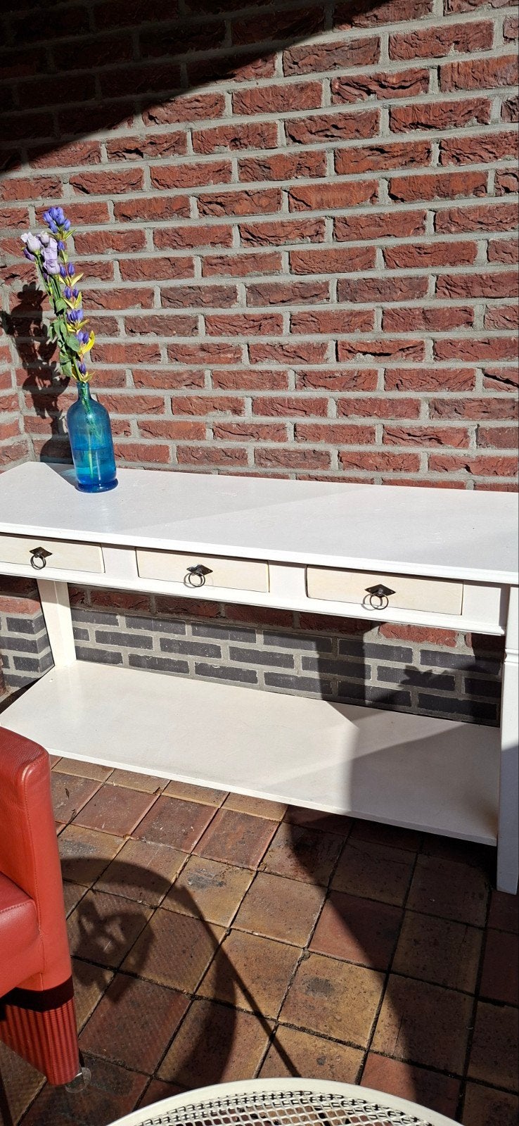 Stijlvolle sidetable met lades en opbergplank, Ophalen, Gebruikt, 100 tot 150 cm, Klassiek, Landelijk