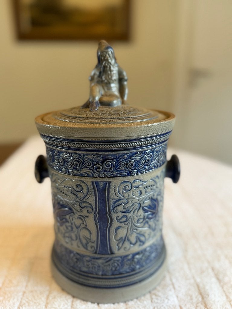westerwald tabakspot / gemberpot van 1880 met dwerggeest, Antiek en Kunst, Ophalen of Verzenden
