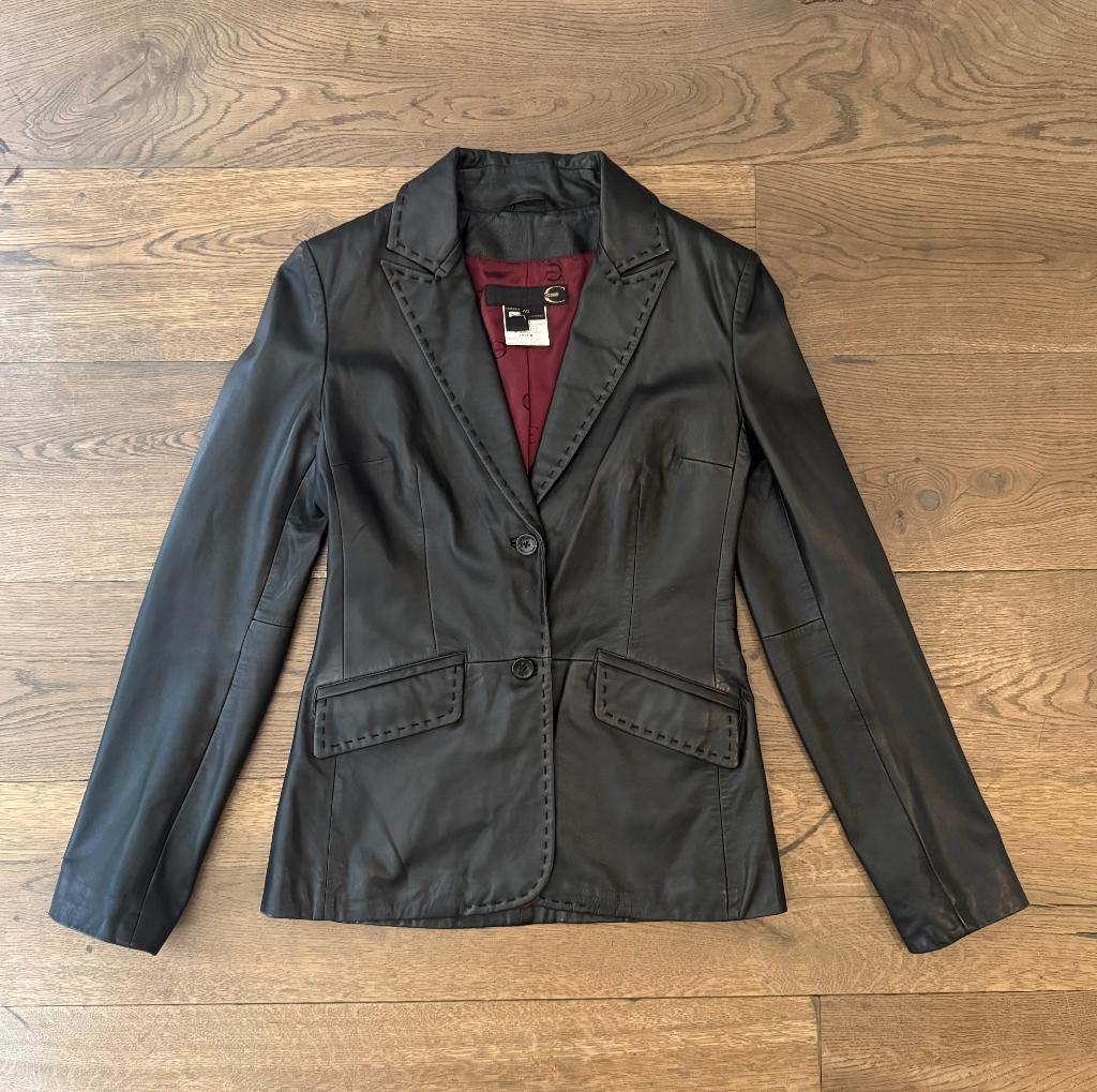Roberto Cavalli black leather (soft calfskin) blazer EU36, Zwart, Ophalen of Verzenden, Zo goed als nieuw, Jasje