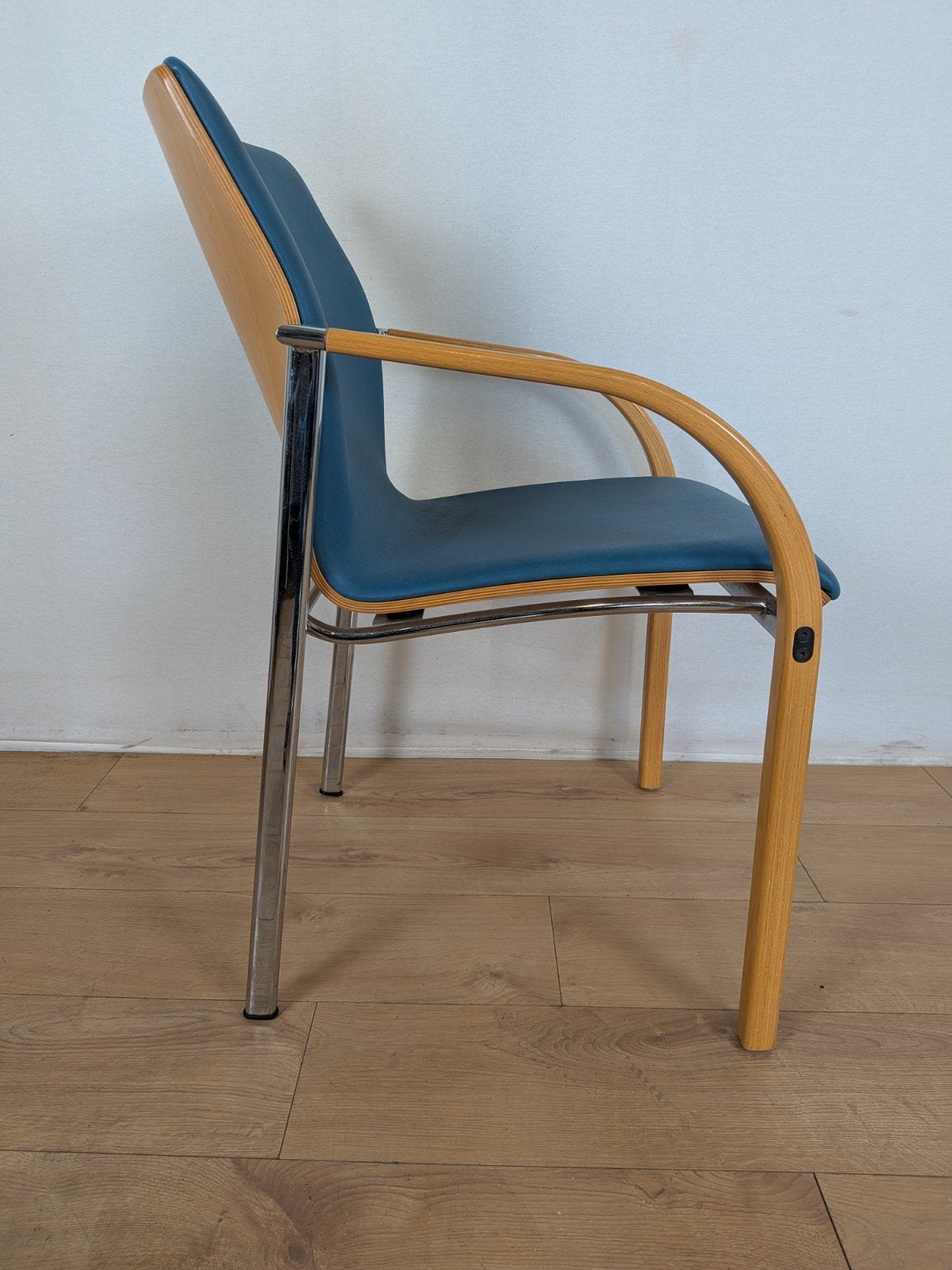 Leolux Cimaronne Design Armstoel – Blauw Leer – Dutch Design, Gebruikt, Blauw, Onbekend, Ophalen of Verzenden