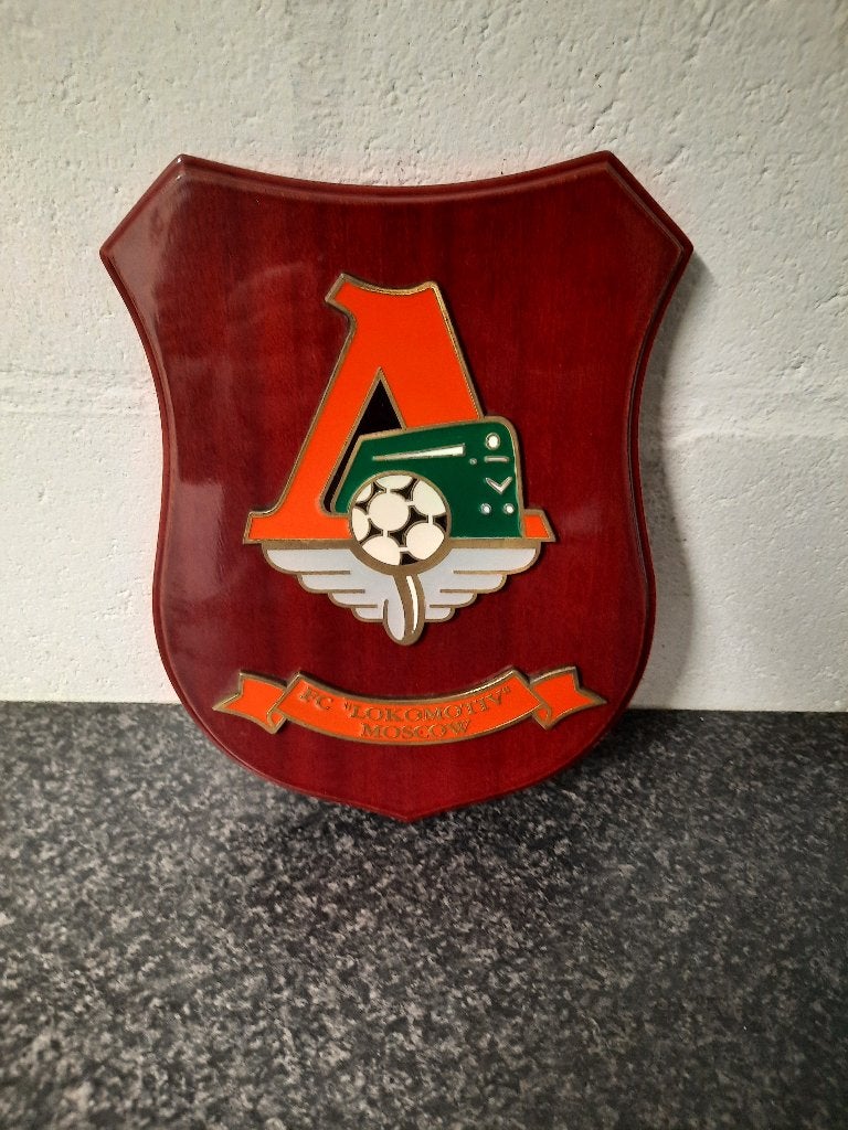 Houten plaque voetbalclub FC Lokomotiv Moscow mooie staat, Ophalen of Verzenden, Zo goed als nieuw, Buitenlandse clubs