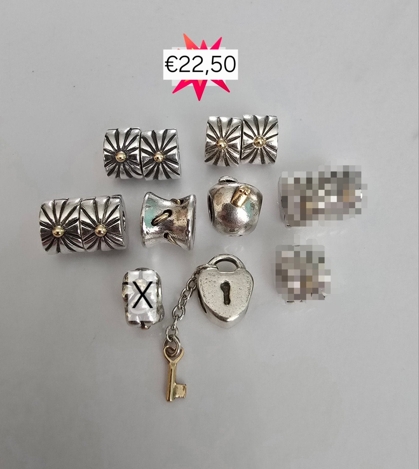 🍁 Herfstsale 🍁 zilveren Pandora bedels met 14k goud, Sieraden, Tassen en Uiterlijk, Ophalen of Verzenden, Zo goed als nieuw