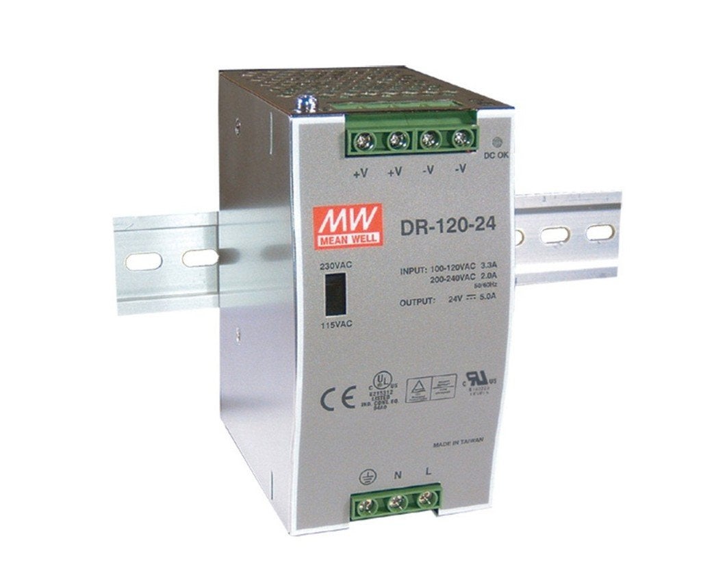 Mean Well DR-120-24 DIN-rail voeding 24V 5A, Nieuw, Ophalen of Verzenden, Mean Well, Ian@roos-marine.nl