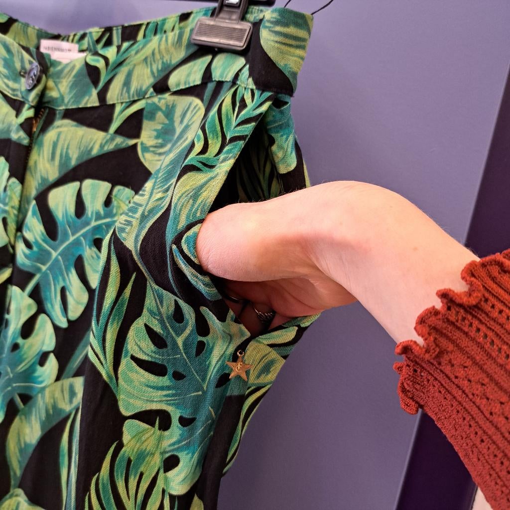 Fabienne Chapot groene blader print broek maat L nr 45164, Kleding | Dames, Broeken en Pantalons, ., Maat 42/44 (L), Fabienne Chapot
