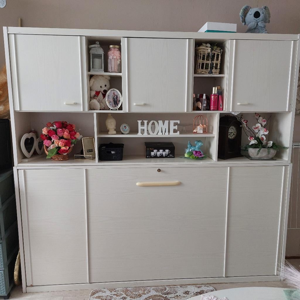 Bed Kast, Ophalen, Gebruikt, Eenpersoons, Wit