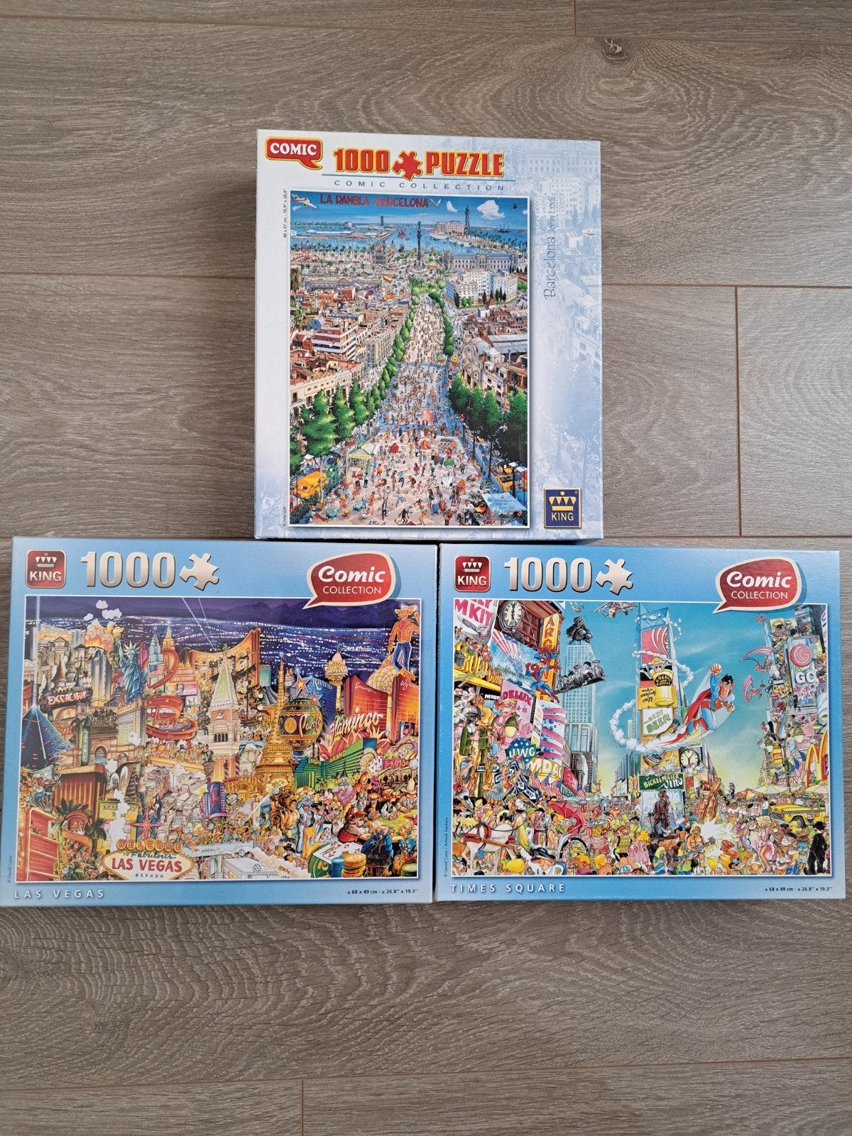 3 King Comic Collection puzzels van 1000 stukjes, Ophalen of Verzenden, 500 t/m 1500 stukjes, Zo goed als nieuw, Legpuzzel