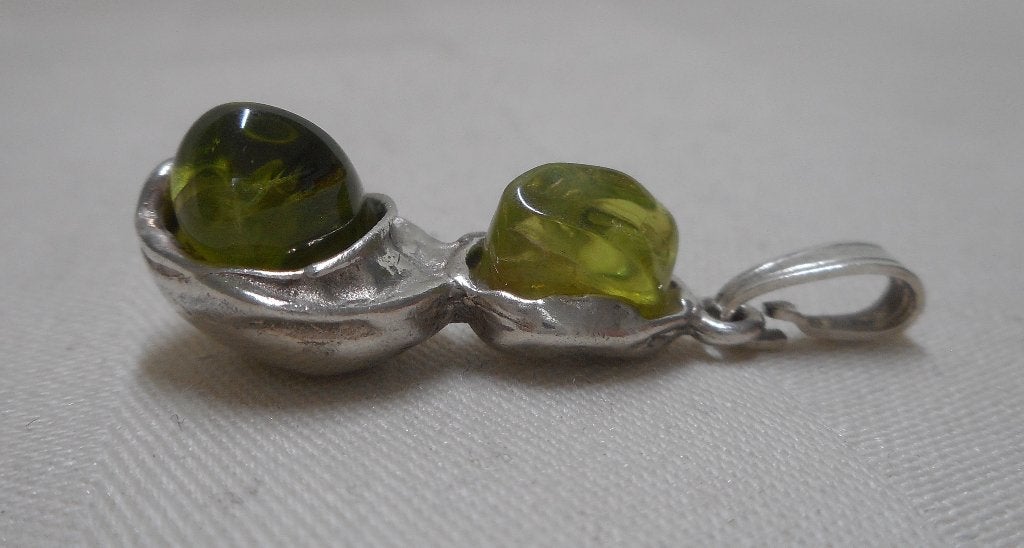 Zilveren modernist hanger met peridot nr.657, Verzenden, Zo goed als nieuw, Zilver, Zilver
