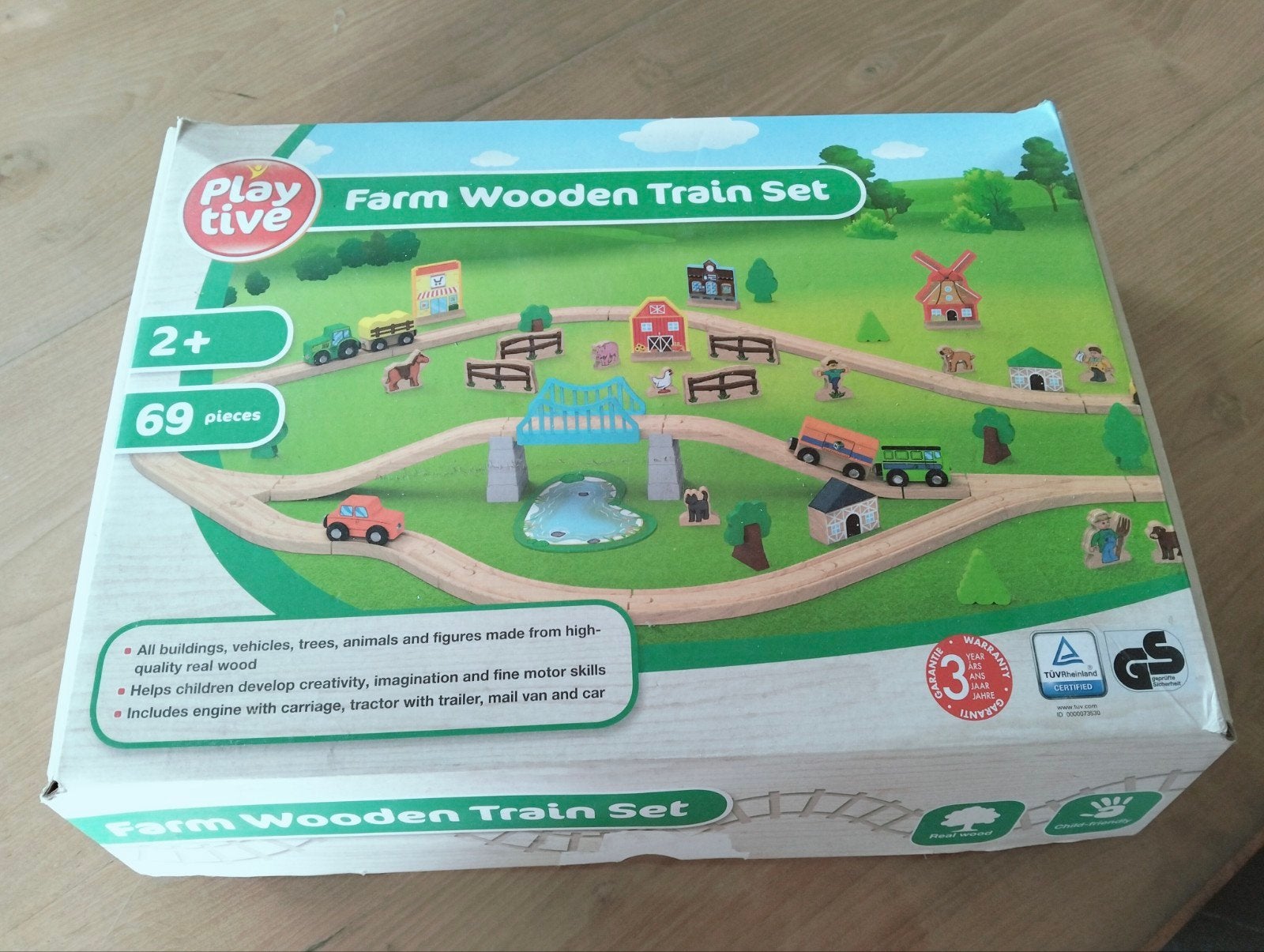 Playtive Farm Houten Treinset - 69 Delen, Kinderen en Baby's, Speelgoed | Houten speelgoed, Ophalen of Verzenden, Zo goed als nieuw