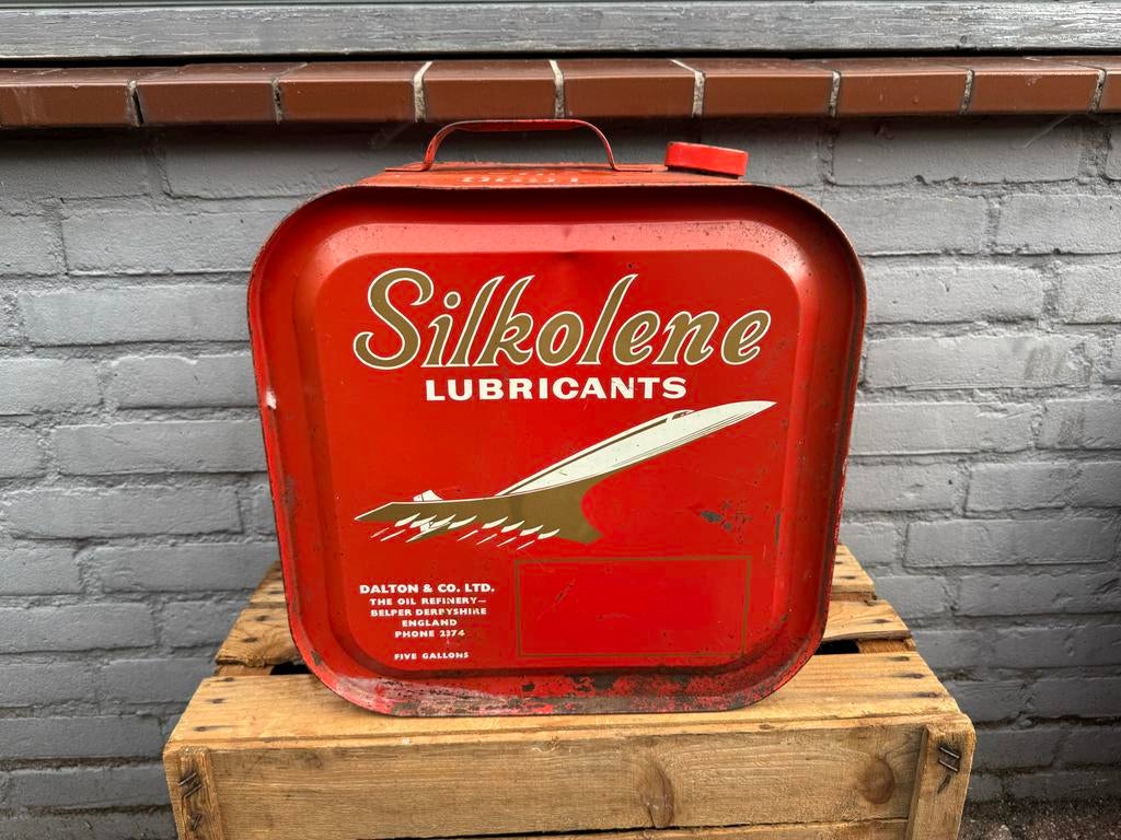 Vintage Silkolene Lubricants Olieblik - 5 Gallon, Verzamelen, Blikken, Gebruikt, Overige, Overige merken, Ophalen