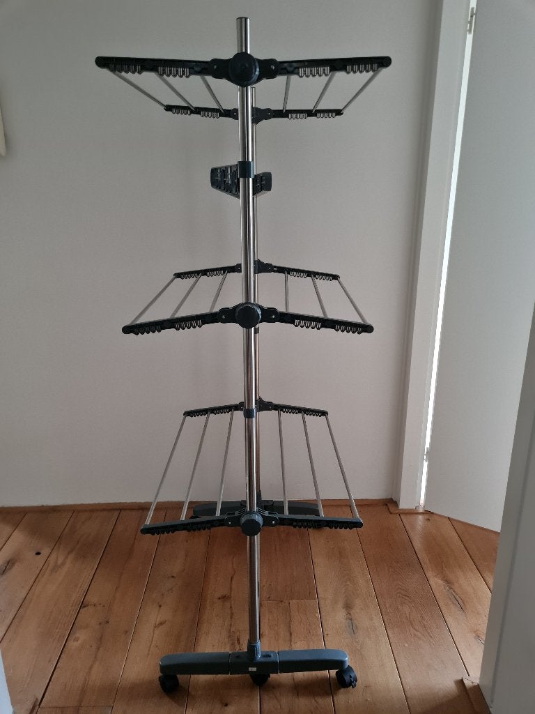 Verrijdbaar droogrek met 3 lagen, Ophalen of Verzenden, Zo goed als nieuw, Wasrek