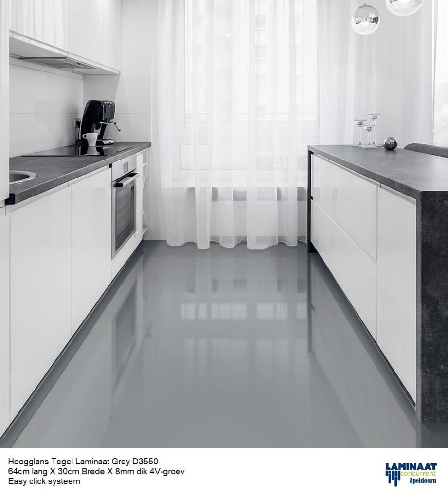 Hoogglans Tegel laminaat Grey D3550 8mm dik €16,95m2, Nieuw, Ophalen of Verzenden, Grijs, Laminaat