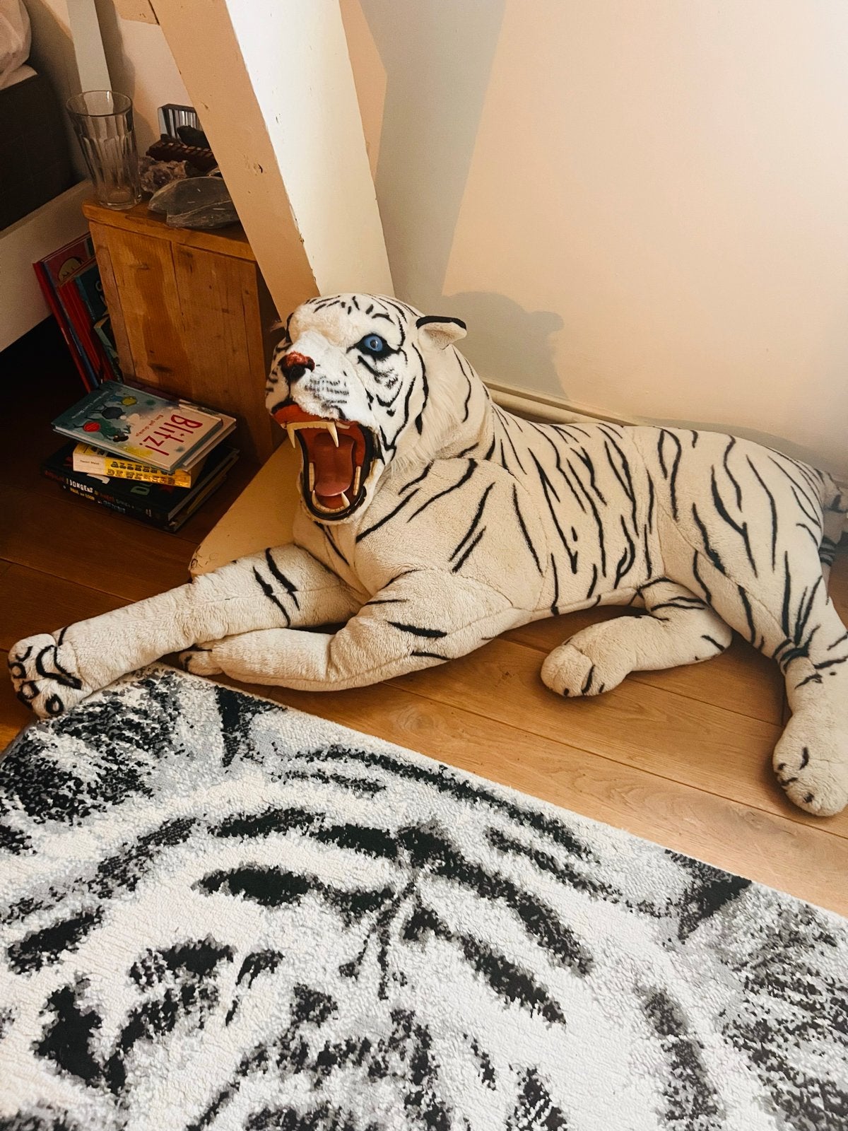 Grote witte tijger knuffel - Realistisch en zacht, Gebruikt, Ophalen of Verzenden, Middelgroot (20 tot 80 cm), Wit