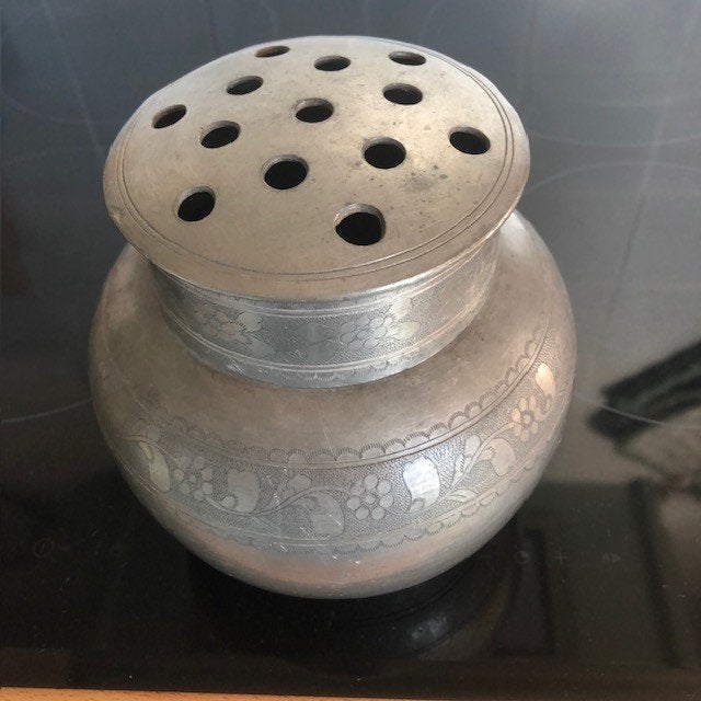 Tinnen Bloemen Vaas / Pot, Ophalen of Verzenden