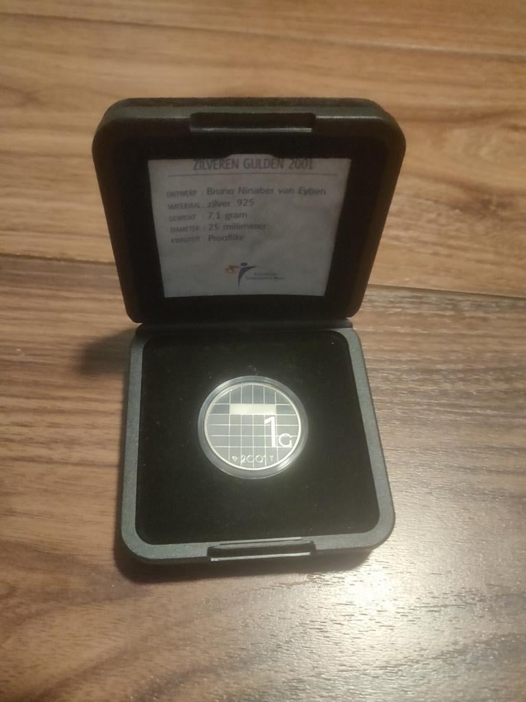 Zilveren Gulden 2001 - Bruno Ninaber van Eyben, 1 gulden, Koningin Beatrix, Zilver, Ophalen of Verzenden
